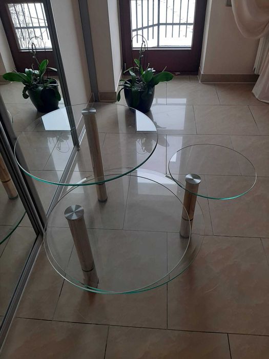 Stolik kawowy koła kółka szklany szkło ława nowoczesny złoto srebro