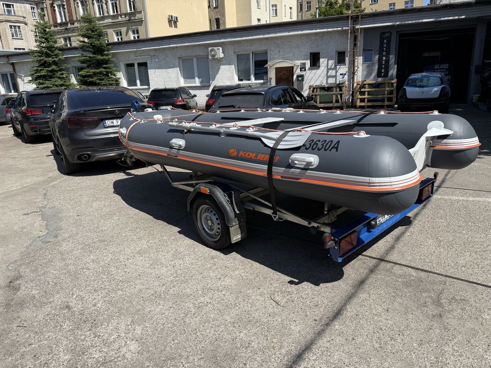 Ponton Kolibri Km450 dsl sztywna podloga + przyczepa