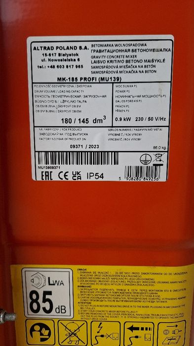 Betoniarka Belle Altrad MK-185 Profi