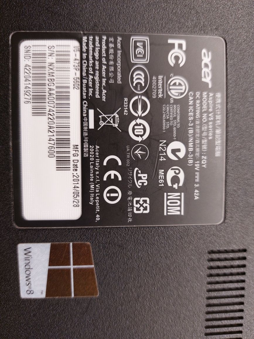 Acer Aspire 5 uszkodzony