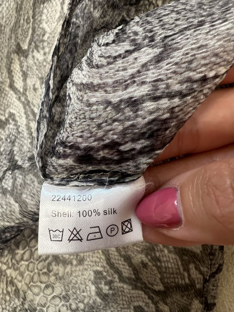 Koszula tunika print węża jedwab 100% wzór zwierzęcy długa