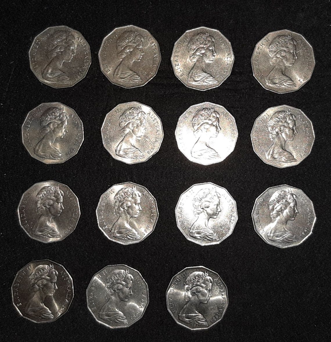 MOEDAS - Austrália - 50 Cents (SÉRIE COMPLETA) 15 moedas