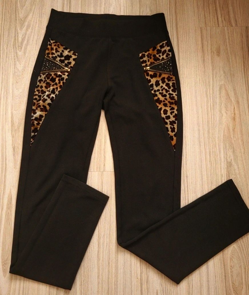 Czarne spodnie damskie leginsy eleganckie firmy  Max & Liu