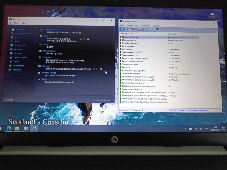 Ноутбук HP 15.6"  i7-8650U 8GB 200GB SSD