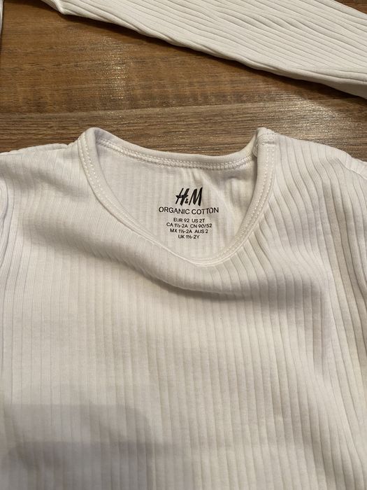 Body z długim rękawem białe prążkowane białe H&M 92