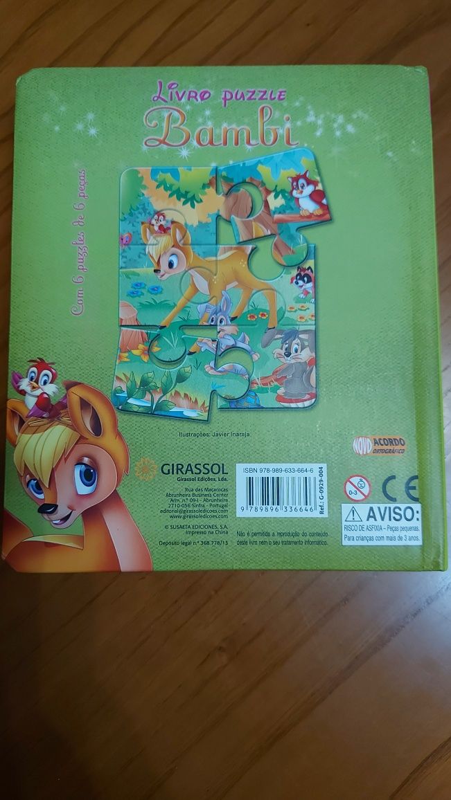 Livro puzzle do Bambi