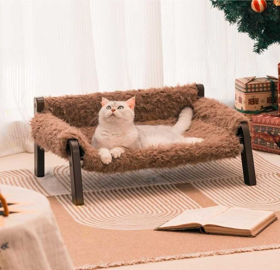 MEWOOFUN sofa leżak łóżko dla małych psów i kotów L 61x53x28cm Brązowe