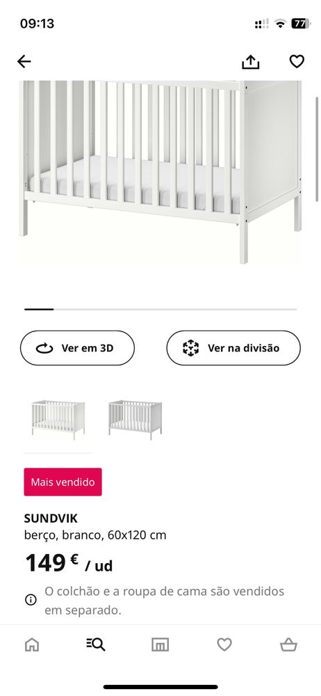 Berço Ikea + colchão + protector