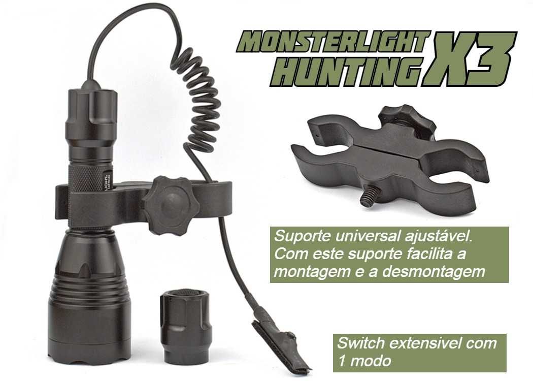 Kit lanterna esperas Hunting X-3 led cree branco 3200 lumens com zoom