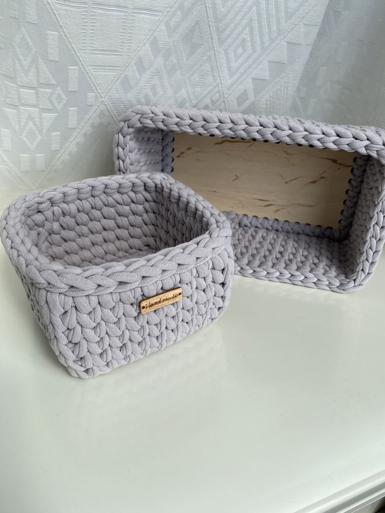 Набір кошиків з трикотажної пряжі. Handmade