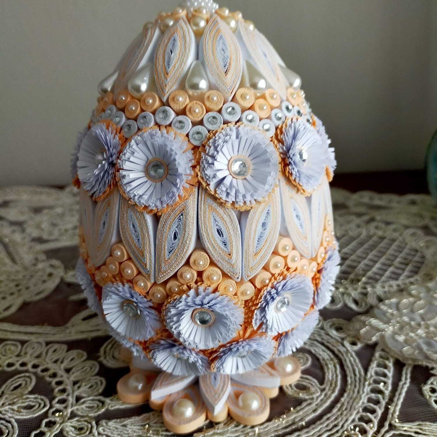 Jajo wielkanocne ręcznie robione, quilling, eleganckie