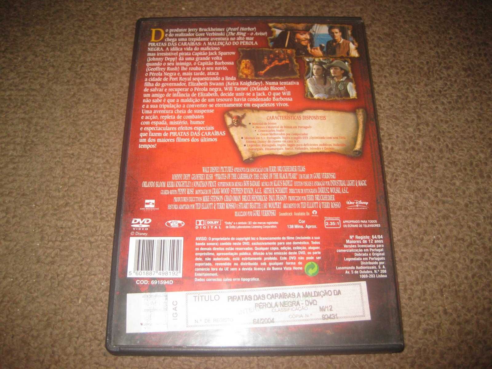 DVD "Piratas das Caraíbas: A Maldição do Pérola Negra" com Johnny Depp