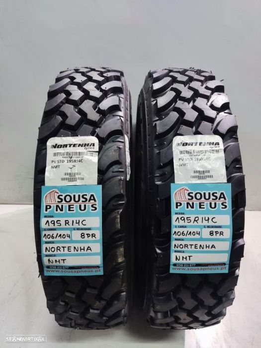 2 pneus novos 195-15c nortenha - recauchutados - oferta dos portes