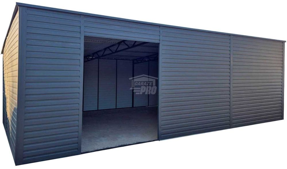 Garaż blaszany - hala magazynowa 9x6m - Otwórdach spad w tył GP571