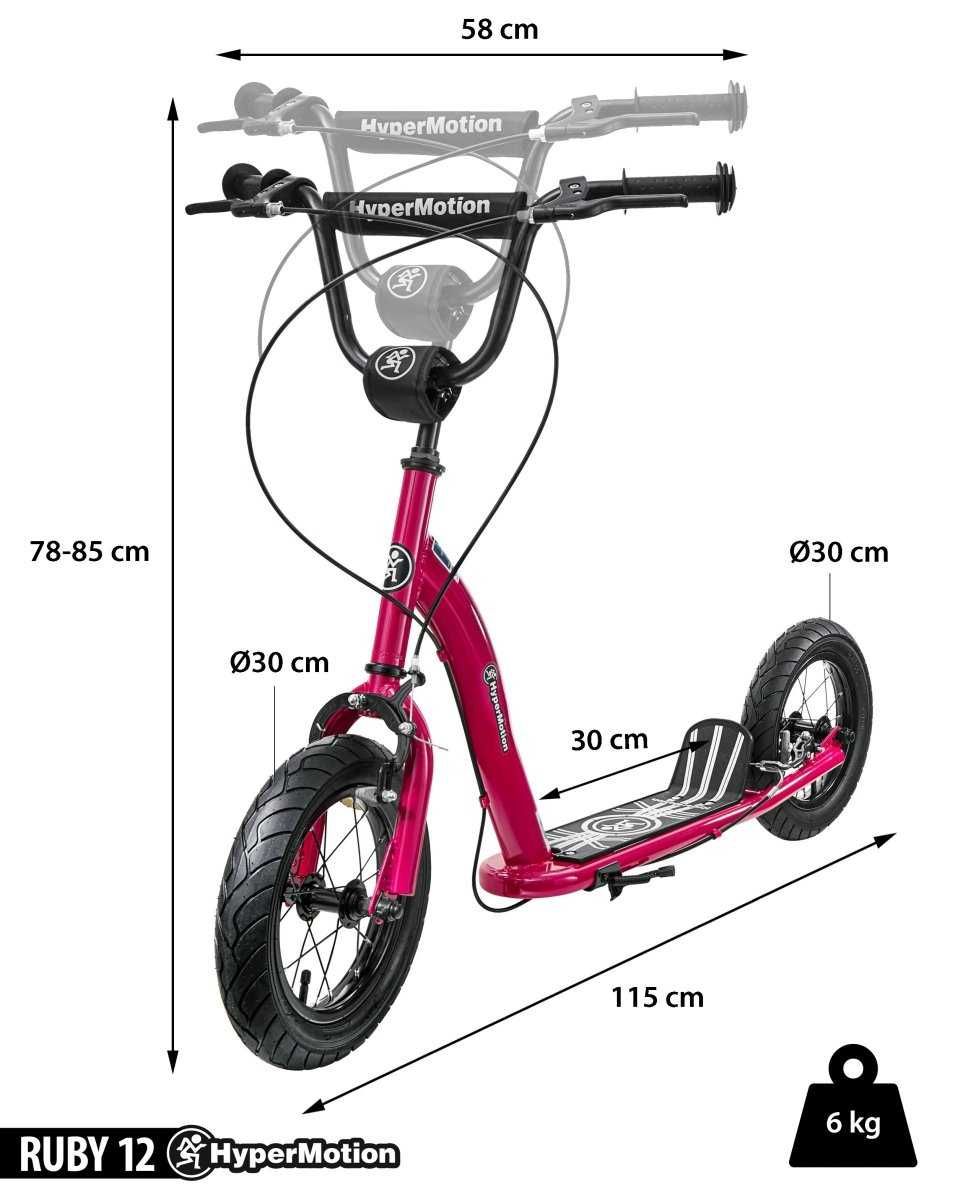 Hulajnoga Hypermotion RUBY 12 CHERRY (pompowane koła 30cm)