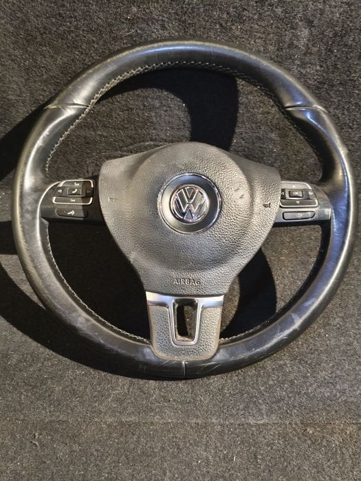 Kierownica skórzana multiffunkcja z poduszką Passat B6 Lift B7