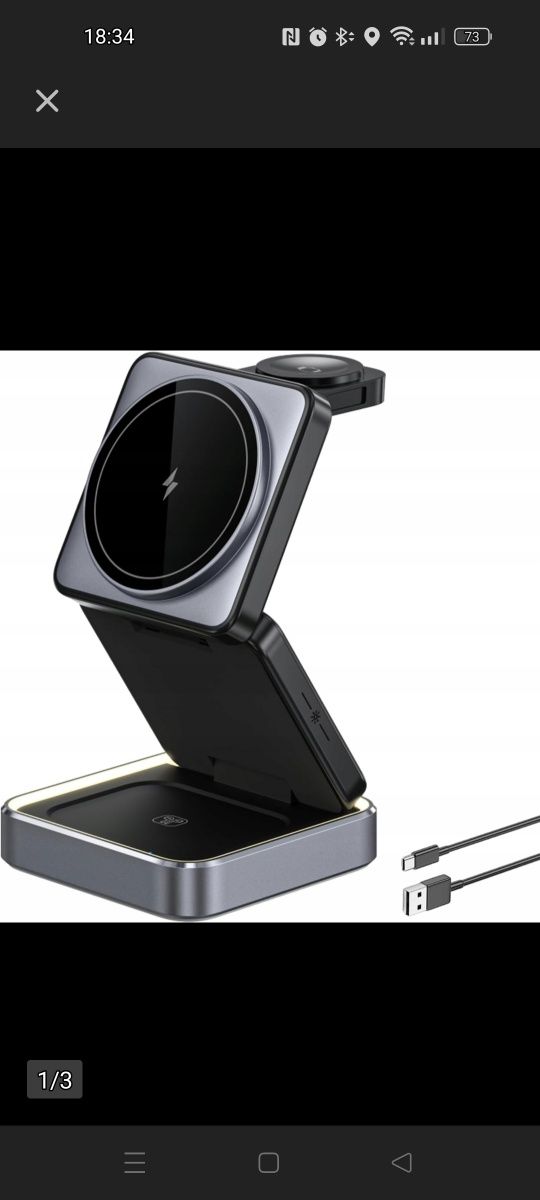 Stacja Ładująca 3w1 Bezprzewodowa Ładowarka Indukcyjna USB-C MagSafe 1