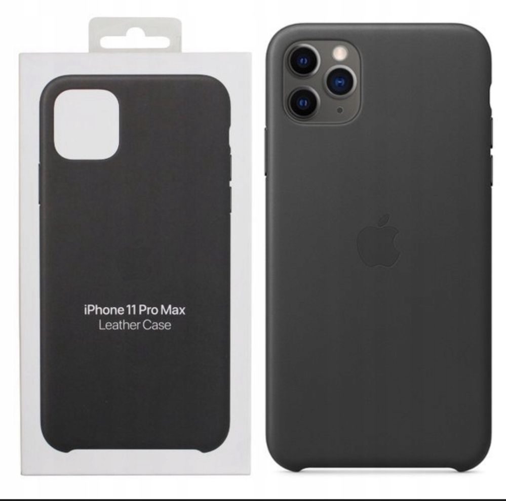 Plecki Apple do Apple iPhone 11 Pro Max LEATHER CASE czarny
