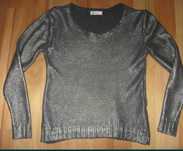 H&M metaliczna bluzka, lekki sweterek, bawełna, XS,34, 158/164