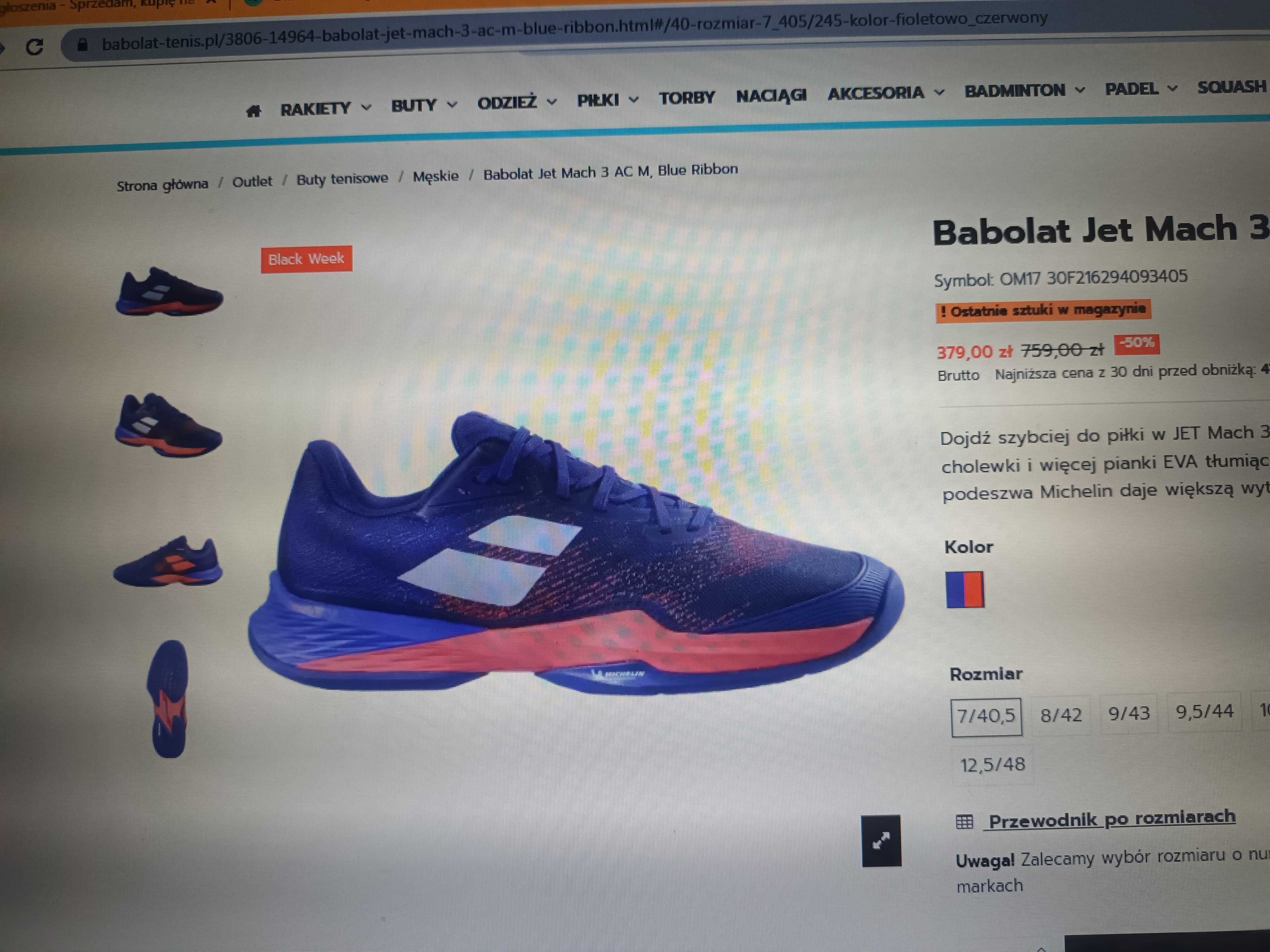 Buty do tenisa Babolat r.38,5 Jet Match 3