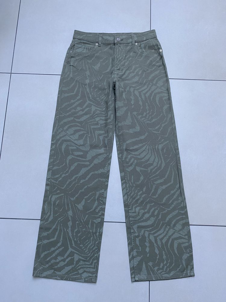 Spodnie H&M rozm. 34 (164) szeroka nogawka oliwkowe