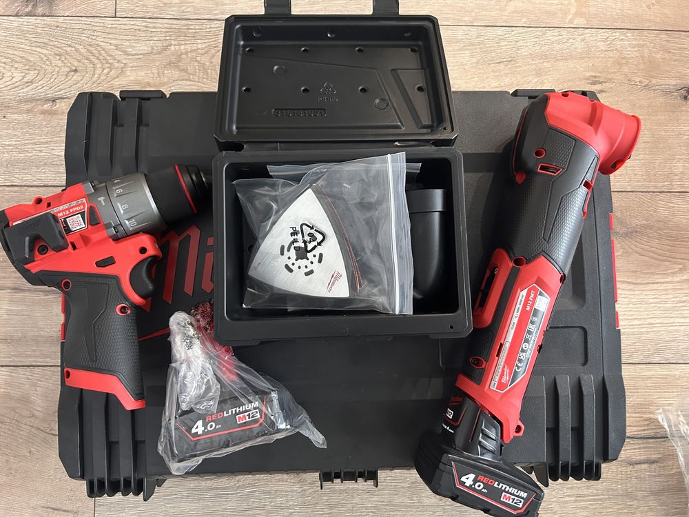 Milwaukee M12 FMT, M12FPD2 zestaw walizka ladowarka baterie 2x 4Ah