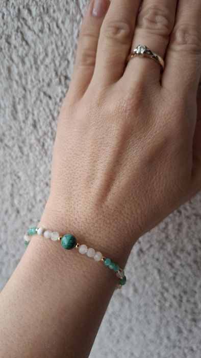 Bransoletka młodości amazonit, turkus afrykański, kamień księżycowy