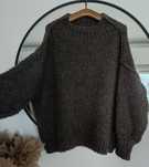 Włoski sweter alpaka wełna oversize boucle nowy brąz/ fango