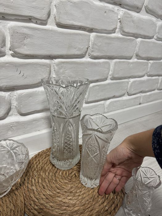 Хрусталь ваза цукерниця з кришкою салатник піала кришаль 90-х років