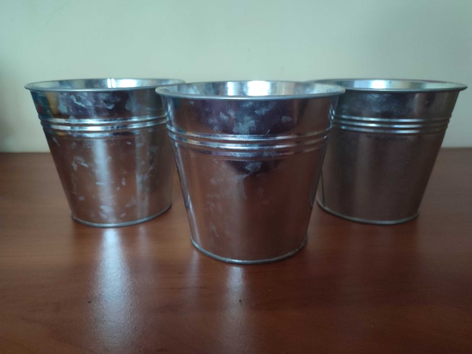 Doniczki metalowe osłonki 3 sztuki 12,5x14 cm