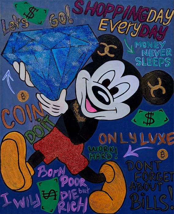 Картина Микки Маус, деньги, успех, богатство,на подарок,Pop art,Disney