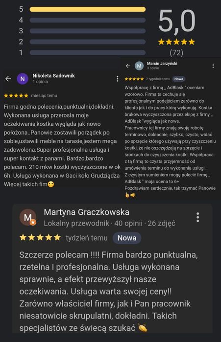 Mycie / Czyszczenie Kostki Brukowej