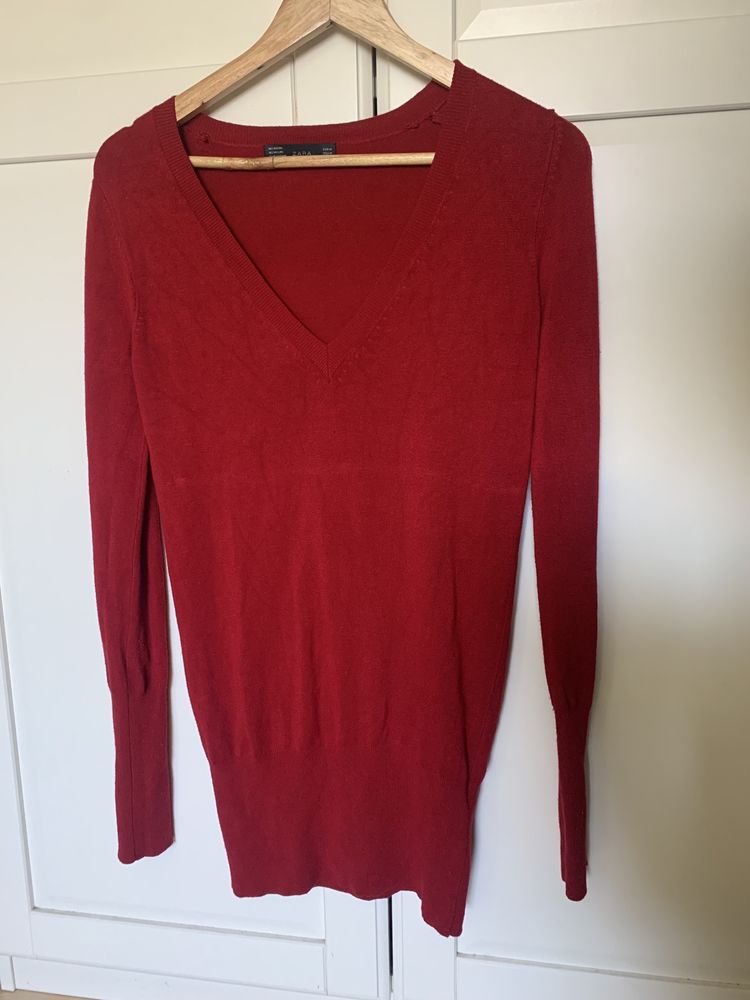 Sweter czerwona sukienka Zara r. M