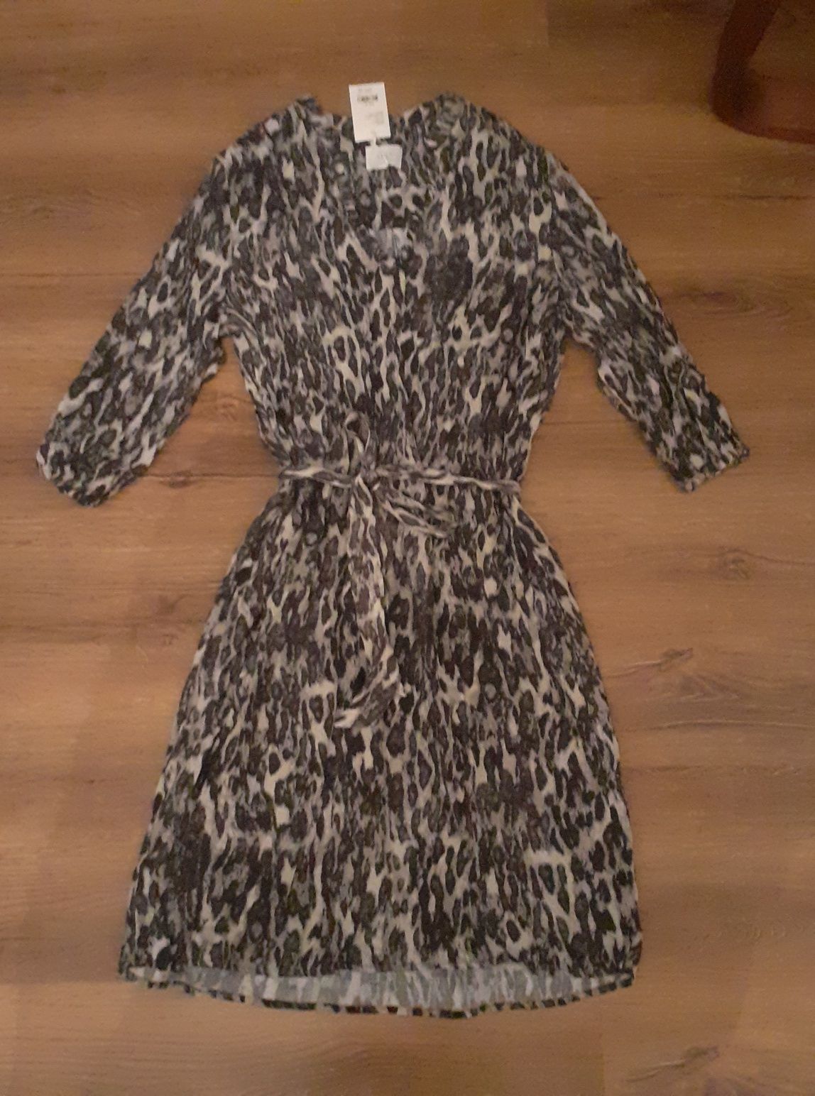 Nowa elegancka sukienka rekaw 3/4 panterka zebra M yaya wizytowa 38