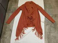Kardigan blezer sweter damski w stylu folk frędzle - S - L -"Topshop".