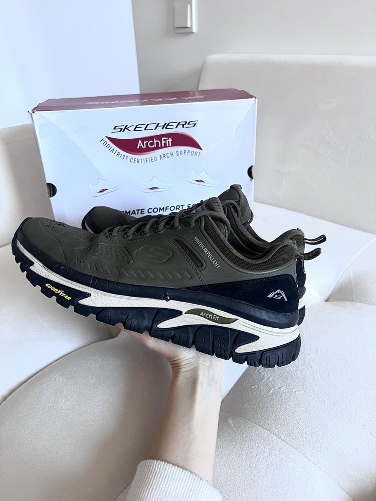 Skechers 44 khaki goodyear buty meskie sportowe wodoodporne waterproof