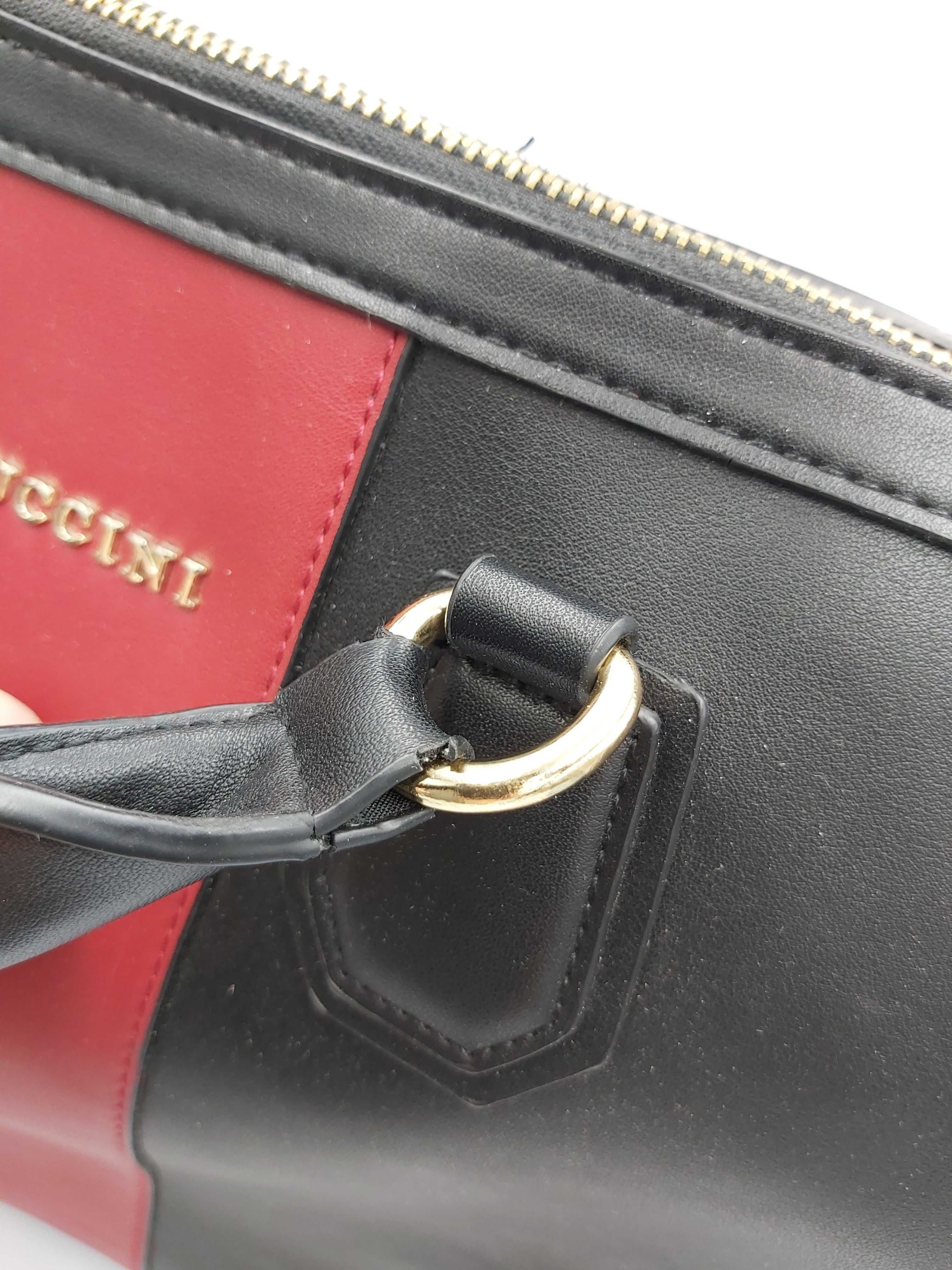 Torebka Puccini biurowa laptopa duża kuferek torba czarna czerwona