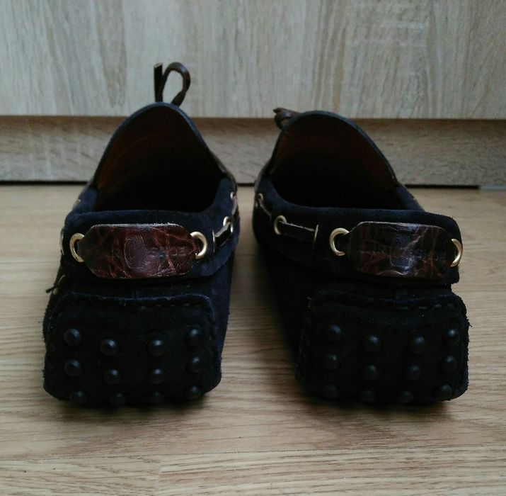 Buty mokasyny męskie markowe skórzane ze skóry 41 CAR SHOE granatowe