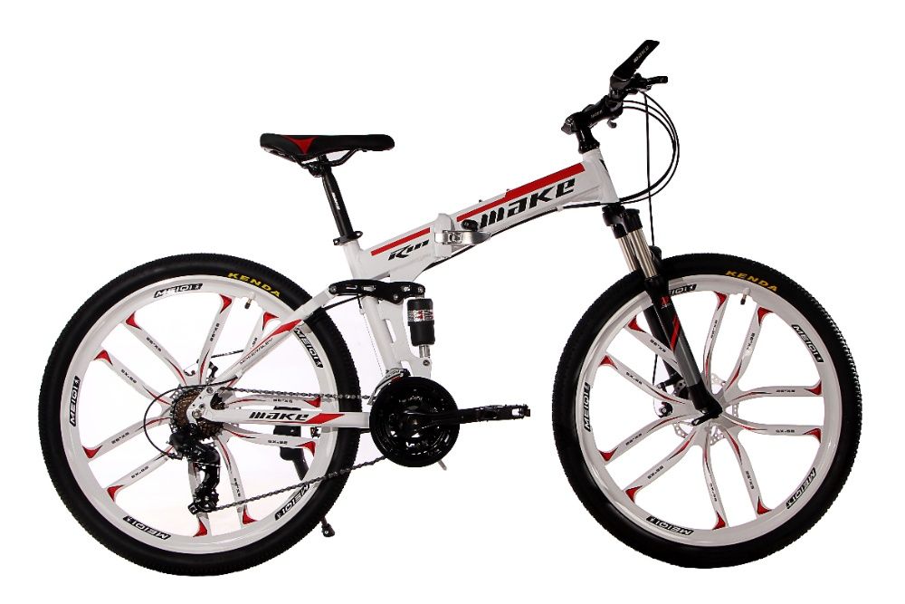 Алюминиевый складной велосипед МАКЕ на литых дисках 26" бело красный