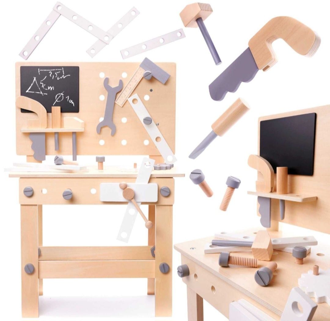 DREWNIANY WARSZTAT Z NARZĘDZIAMI warsztat dla dzieci drewniane zabawki