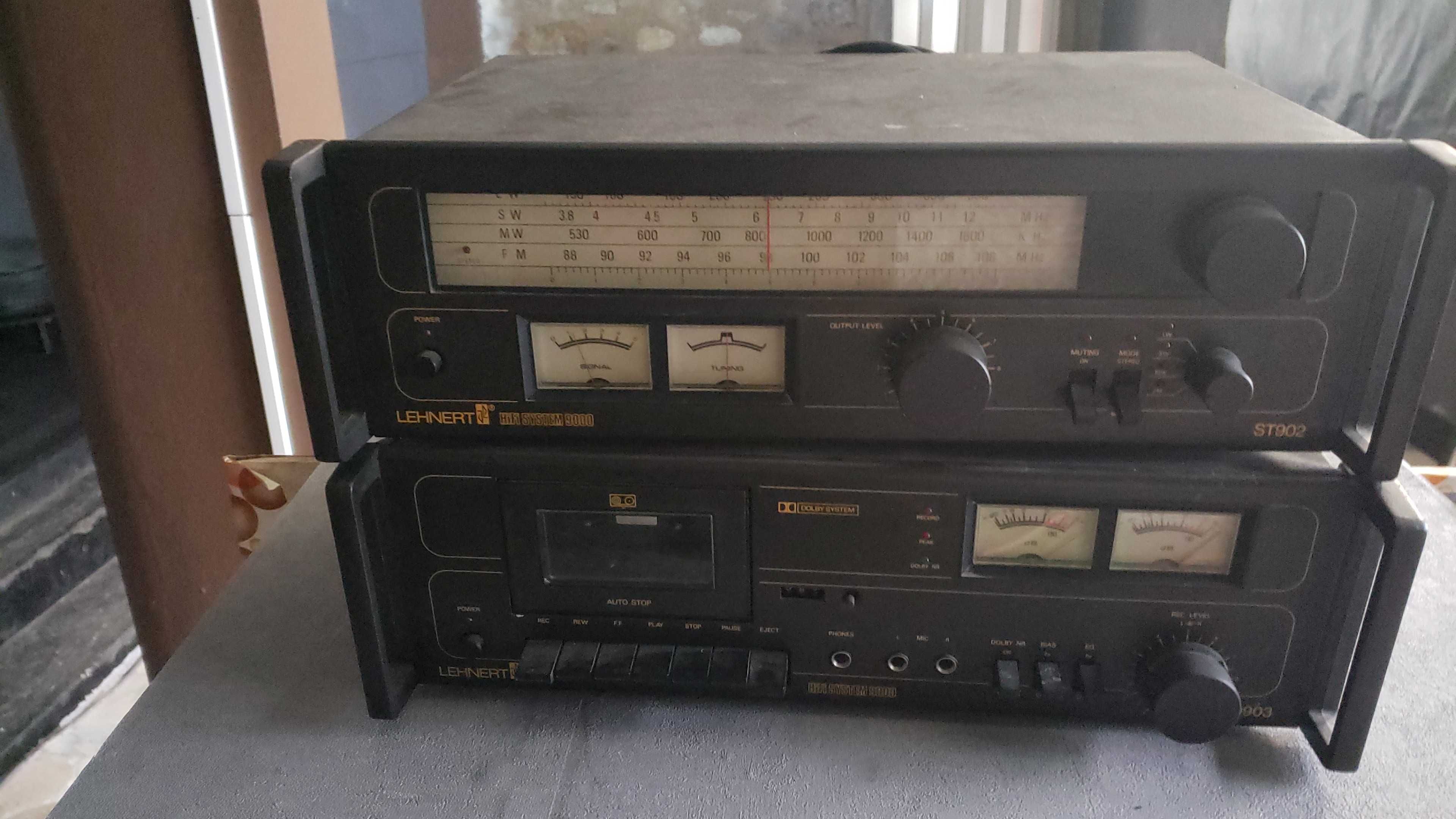 Radio e deck cassetes mais gira discos e colunas