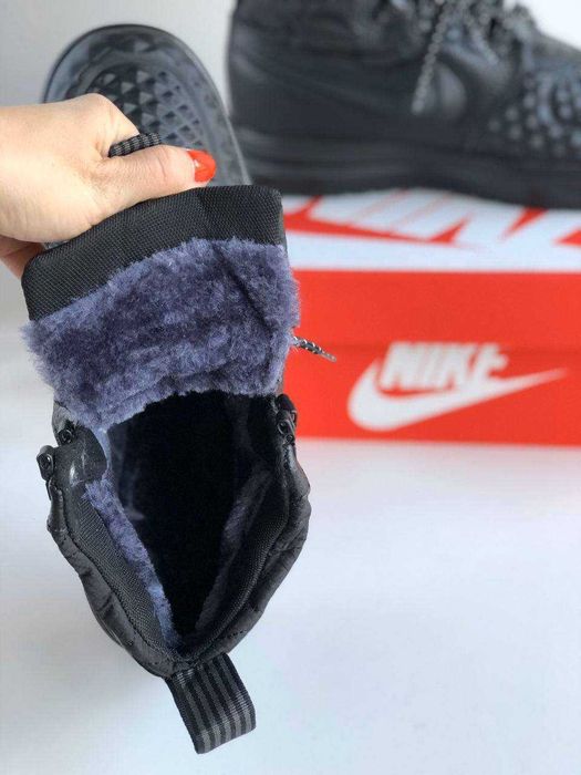 Мужские зимние кроссовки с мехом Nike Air Force LF1 Duckboot "Black"