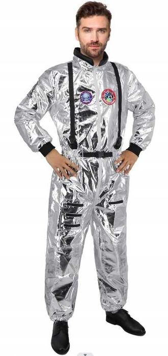 Kostium przebranie męskie M Astronauta Srebrne dla dorosłych + kask
