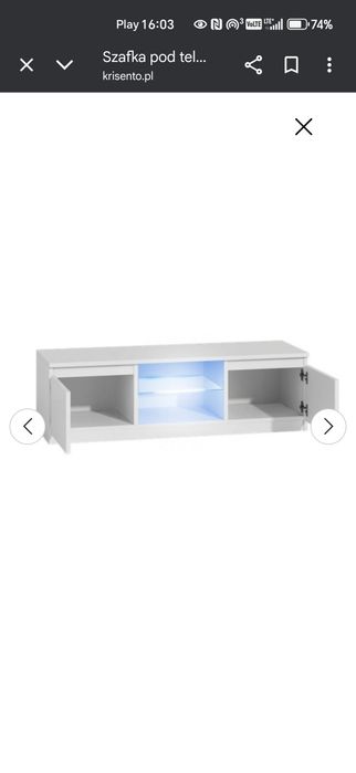 Szafka rtv półka komoda biały połysk podświetlana