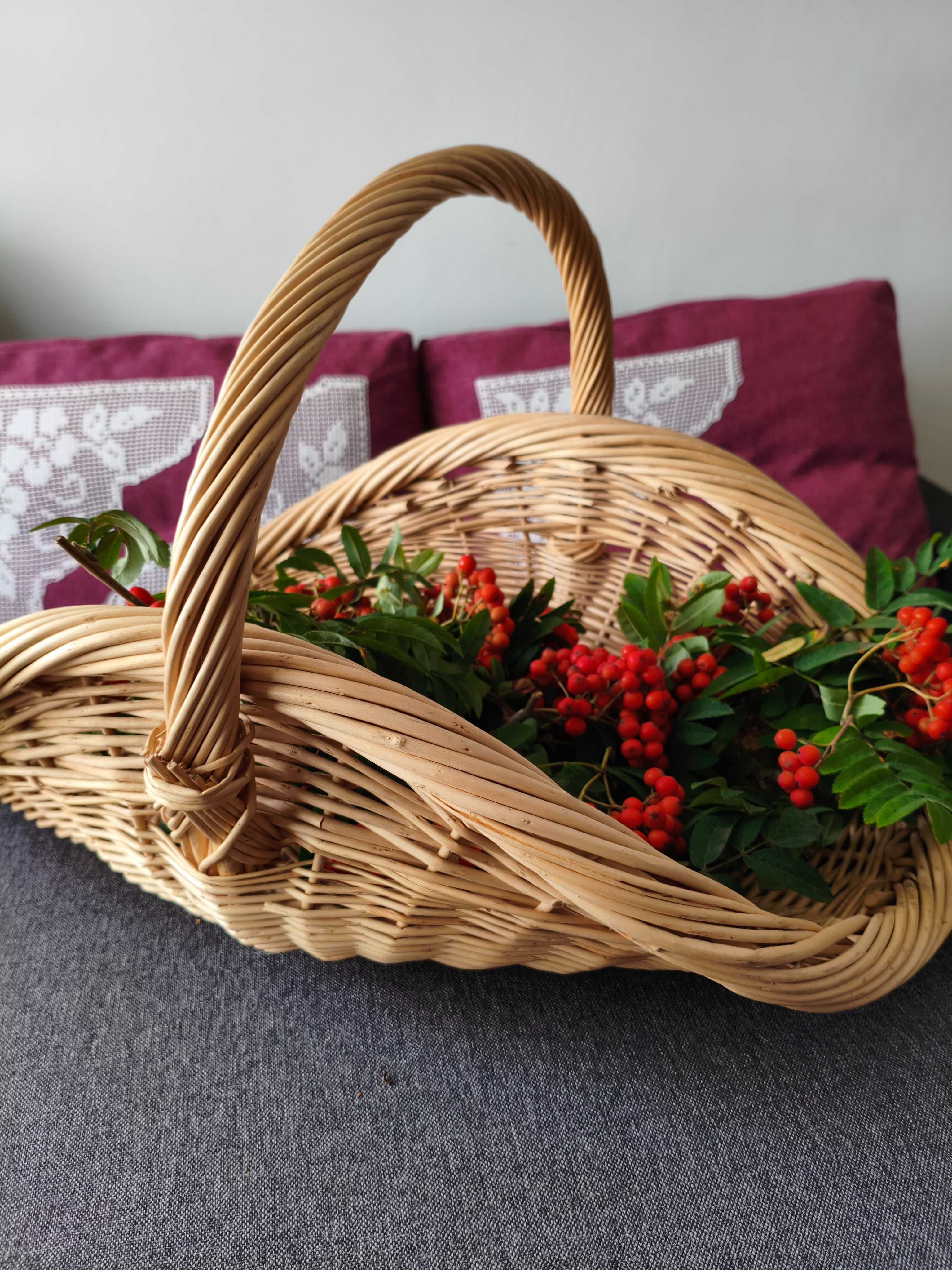 Mega kosz 55cm wiklinowy na kwiaty święconkę zioła grzyby owoce