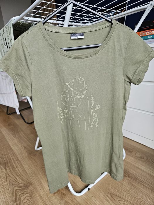 Bawełniana koszulka t-shirt bluzka minimalistyczny wzór rozmiar S