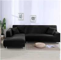 Capa de sofá elástica, conjunto de 2 unidades, preto