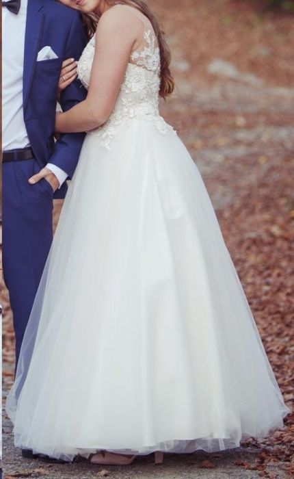 suknia ślubna brzoskwiniowa, rozmiar 38, litera A