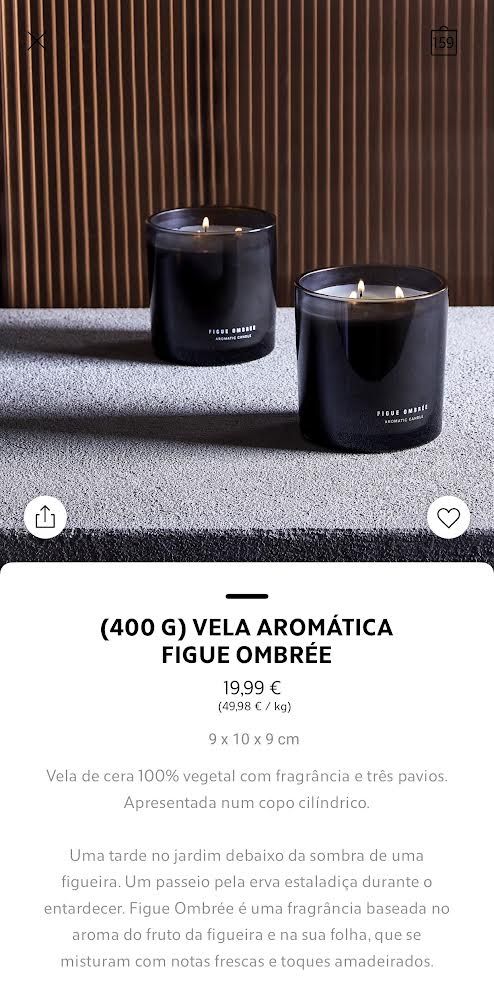 (400 G) Vela Aromática FIGUE OMBRÉE Zara Home NOVO