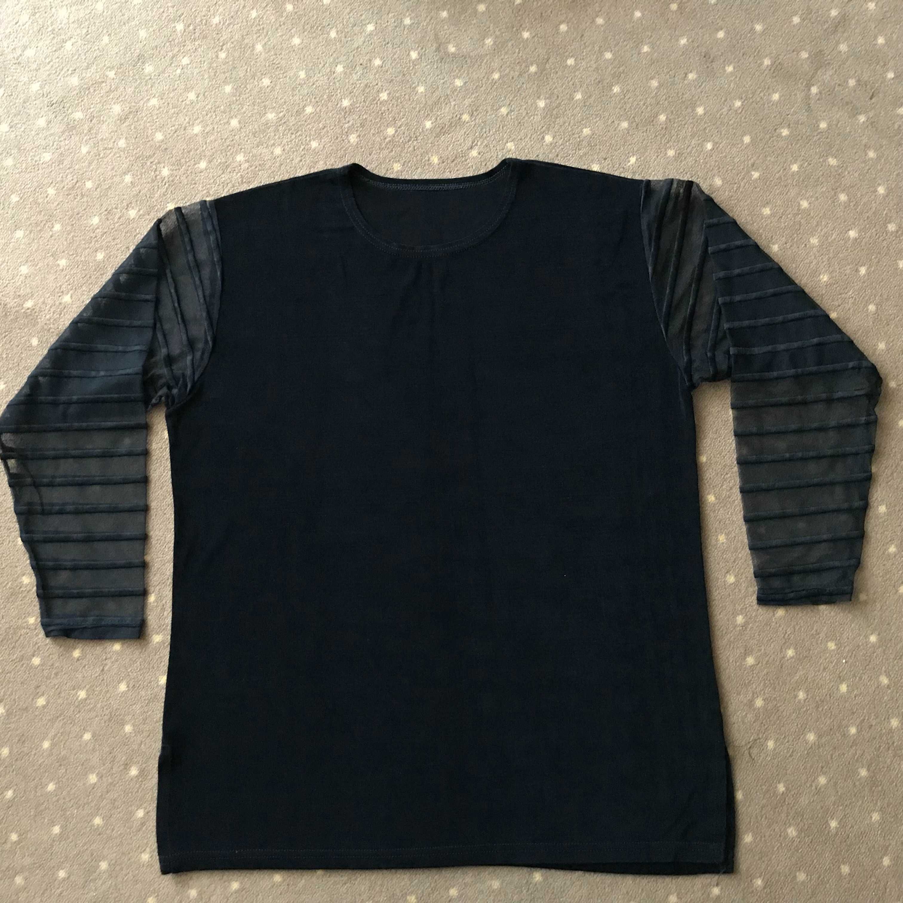 Elegancka czarna bluzka z długim rękawem z siateczki r.42/44